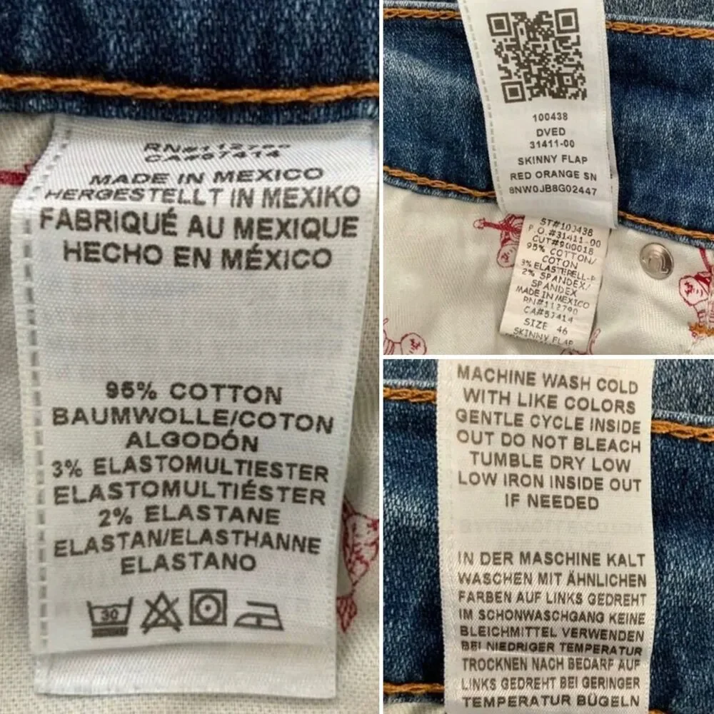 True Religion Blue Flap Pocket Skinny Leg Jeans Men 46